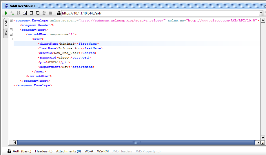 SoapUI: addUser request XML